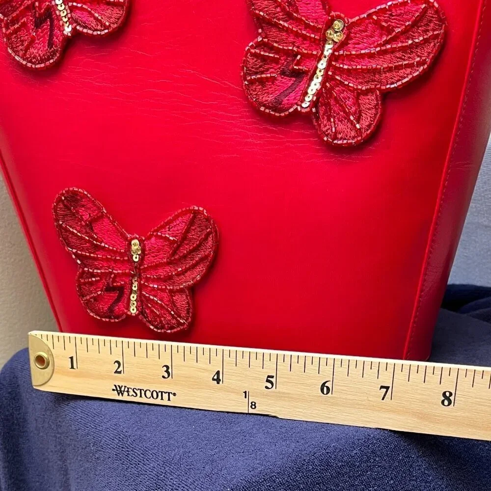Stuart Weitzman Papillion Red Leather Handbag